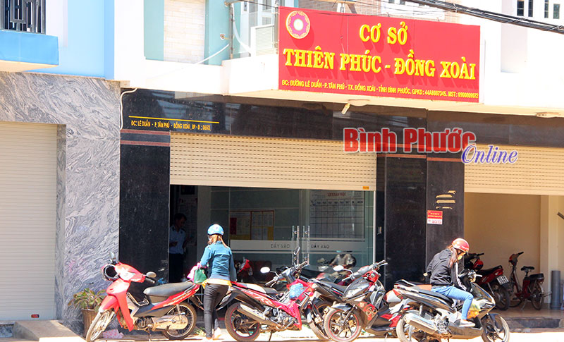 Cơ sở Thiên Phúc, một “chi nhánh” của Công ty bán hàng đa cấp Thiên Ngọc Minh Uy, trên đường Lê Duẩn, phường Tân Phú, thị xã Đồng Xoài