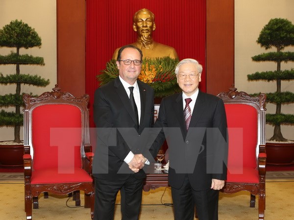 Tổng Bí thư Nguyễn Phú Trọng tiếp Tổng thống Pháp Francois Hollande