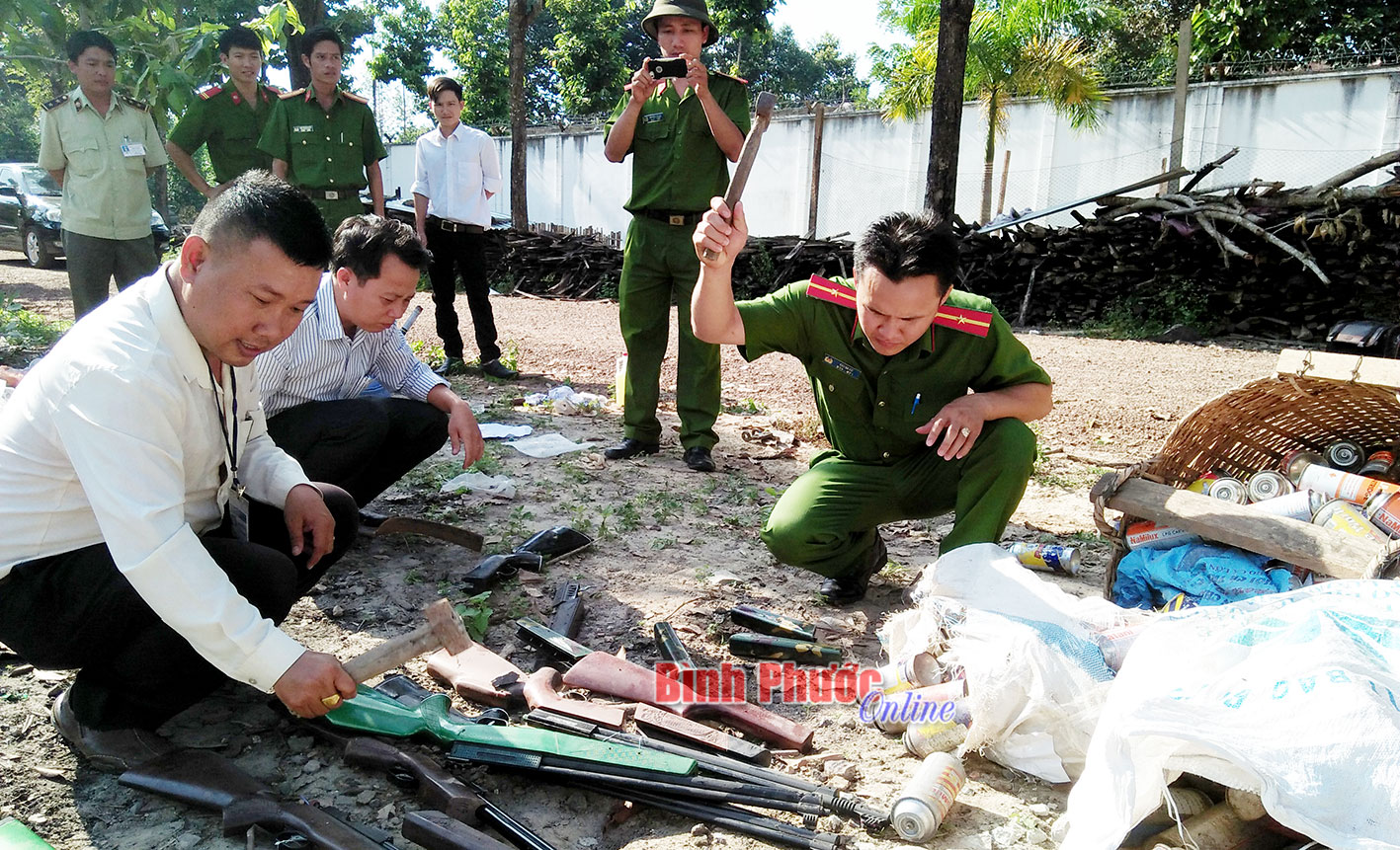 Lực lượng chức năng tiêu hủy tang vật vi phạm hành chính