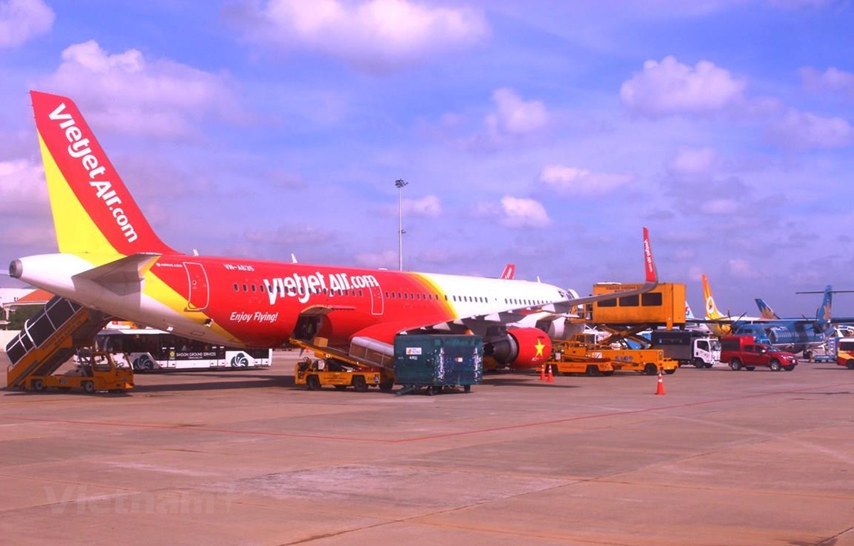 Trong 2 ngày 14-15/6, các chuyến bay của hãng hàng không Vietjet đã bị chậm hủy chuyến dây chuyền ở nhiều sân bay. (Ảnh: Việt Hùng/Vietnam+)