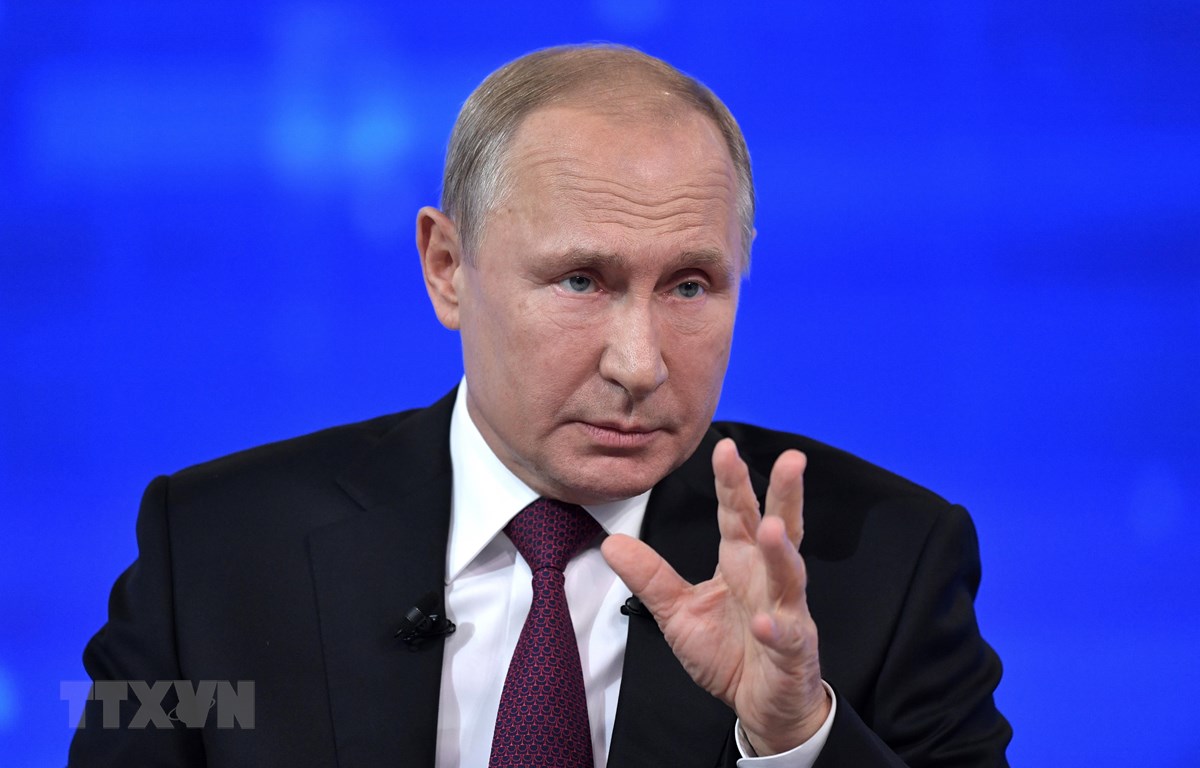 Tổng thống Nga Vladimir Putin phát biểu tại Moskva ngày 20/6/2019. (Ảnh: AFP/ TTXVN)