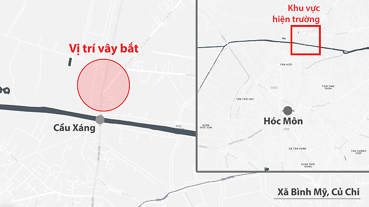 Khu vực cảnh sát vây bắt Tuấn Khỉ.